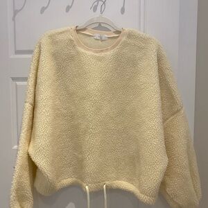 OAK + FORT Cream Sherpa Crew Neck Sweater